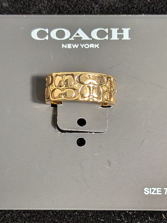 Coach Jewelry - Coach New York Gold Tone Signature C Logo Band Ring Size 7 With Dust Bag